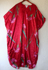 Red Floral Kaftan Dress Maxi Coverup lounge Wear One Size New With Tags