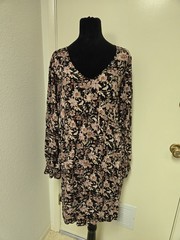 Knox Rose Boho Black And Rust Vneck LS Dress Holiday XXL