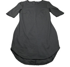 As U Wish Womens Dress Sz M Black Round Neck Back Zip Short Sleeve Lined