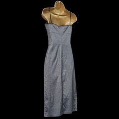 Y2K Slip Stretch Pencil Dress Strappy UK 8 Vintage 1990s Metallic