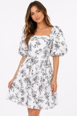 Rachel Parcell Women&rsquo;s Floral Puff Sleeve Mini Dress 8 White Cottagecore Spring