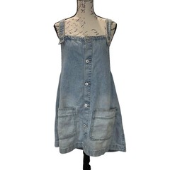 Arizona Denim Overall Mini Dress XL Y2K Cottagecore Pinafore Boho Festival