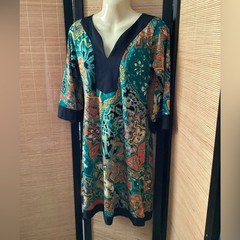 B SKINZ Dress Sz M NWOT Multicolor SPF golf activewear tennis v-neck