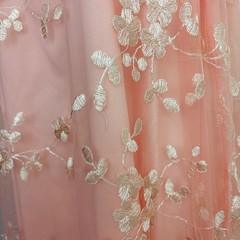 Pink Floral Embroidered Mesh Slip Dress Womens M Midi Spaghetti Strap Fairy