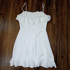 Ruffle White Mini Dress Spaghetti Straps Lined L Summer Coquette Cottagecore