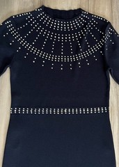 NWT Ann Taylor Navy Sparkle Rhinestone Cocktail Dress Stretch Knit event