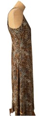 VTG 80s 90s Leopard Cheetah Animal Print Maxi Dress Flowy Criss Cross Back Sz 10