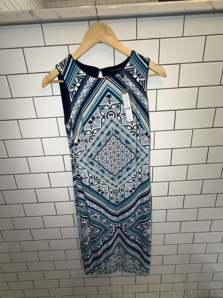 White House Black Market Reversible Scarf Print Sheath Dress