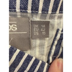 ASOS Blue White Striped Dress Womens 10 Ruffle Off Shoulder Cottagecore Mini
