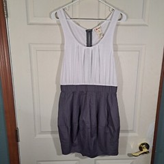 Olsenboye Youth Dress Size XL White Gray Sleeveless SOHO NWT $44.00