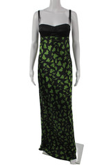 Alejandra Alonso Rojas Womens Silk Leaf Print V Neck Sleeveless Dress Size 6