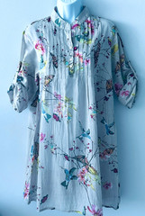 Sugah by Scondras Women&rsquo;s Dress Thin 100% Cotton Birds Print 3/4 Sleeves Size M