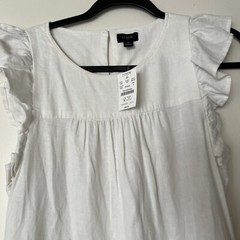 J. CREW White Linen-Blended Ruffle-Sleeve Tiered Mini Dress Size 4