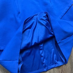 Halston Heritage Sleeveless Asymmetrical Peplum Cutout Dress 6 Royal Blue Classy