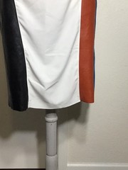 Zara Straight Mini Dress Color Block With Black, Blue And Orange Stripes. Sz L