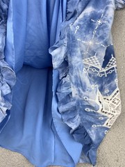 BCBGMAXAZRIA Dress Womens Medium Blue Tie Dye Cold Shoulder Embroidered Boho