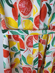 Donna Morgan Womens Dress 4 Citrus Fruit Novelty Puff Sleeve Belt Cotton Novelty