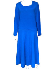 Talbots Sweater Blue Dress Long Sleeve Cobalt Below Knee Stretch Fit &Flare SzXL