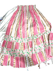 BoHo Vibrant Pink and Gold Patterned Midi Dress
