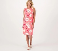 Isaac Mizrahi Live! Regular Printed Shift Dress Pink Floral XL New