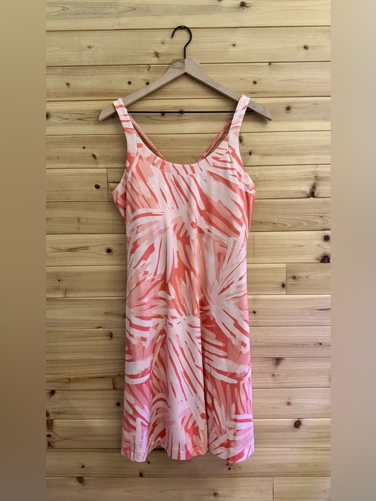Title Nine Large Peach Abstract Built In Bra Yes Active Stretchy Dress Pockets