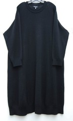 Eskandar BLACK Medium Weight Merino Wool Round Neck A-Line Sweater Dress O/S