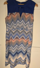 BCBGMAXAZRIA Womens 10 Blue Abstract Print Sleeveless Shift Dress Keyhole Neck