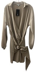 FASHION NOVA Beige Collared Belted Wrap Mini Dress Women’s Size XL NWT