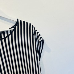Lewggi Dress Womens One Size Black White Striped Short Sleeve Midi Casual