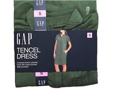 New GAP Green Small Lightweight Relaxed Fit Pocketed Tencel Dress (E1-1)