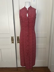 Vintage 90s D.B.Y. Floral Sleeveless Midi Dress Womens Size 8 Red Whimsy Grunge