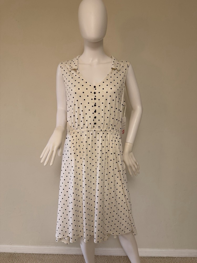 New White And Black Tango Mango Polka Dots Dress Size L