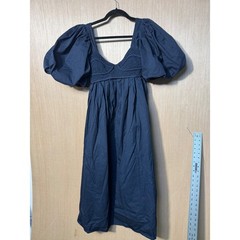 Sofie the label Navy Blue Cotton Puff Sleeve Smocked Mini Dress Womens Medium