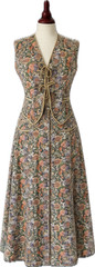 Vintage 70s 80s Floral Skirt & Waistcoat Co-ord Set Reversible Handmade England