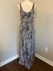 Ella Moss Maxi Dress 100% Silk Black Pink Floral Lace Up Slit Lined A-line Small