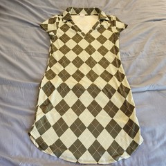 No Boundaries Junior Polo Dress Collar Short Sleeves Bodycon Checkered Argyle