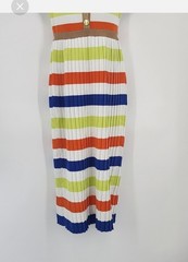 Gucci Womens Striped Collared Button Pleated Knit Midi Dress 100% Cotton Size S