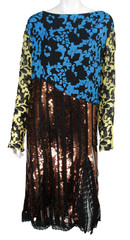 RACHEL COMEY Black Mesh & Chiffon Multicolor Sequined Midi Cocktail Dress 12