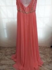 Madiline Gardner Size22 Gem Top Sequin Coral Prom Dress.rounded Gem Neck Gembust