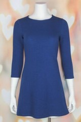 NWT Chic *FOREVER 21* Cute NAVY BLUE Ribbed Babydoll SKATER MINI DRESS S