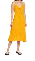 BP Women’s Sundress Orange Floral Keyhole Neck Spaghetti Strap Size S New