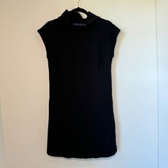 Zara Basic Women&rsquo;s High Neck Cap Sleeve LBT Office Contemporary Dress Black MD
