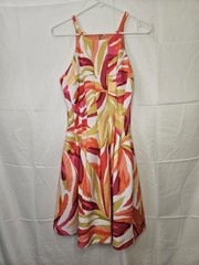 Vince Camuto Womens Tropical Floral Halter Midi Dress Size 4 Stretch Bodycon