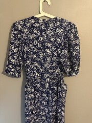 Vtg. Jane Schaffhause For Belle France Blue/White Floral Deess. Size 8