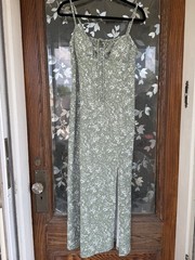 Women&rsquo;s M Sage Green Cottagecore Fairy Boho Maxi Dress with Adjustable Straps
