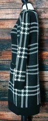Olive & Oak Sweater Dress XL Petite Duster Cardigan Black White Plaid Fuzzy Knit