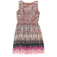 Dana Buchman Women Sz S Pink Brown Abstract Shift Dress Career Sleeveless A-line