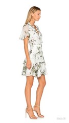 LOVER The Label Watercolour Flutter Mini Dress Floral Chiffon Ruffle AU 8 US 4