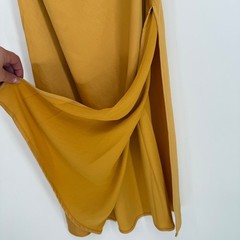 MESHKI SYDNEY STRAIGHT NECK SLIP MAXI DRESS YELLOW NWT XL SATIN WEDDING COCKTAIL