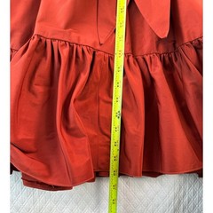 A and O Couture by Artin Regency Rust Orange Ruffle Midi Dress Small 60s 70s LS